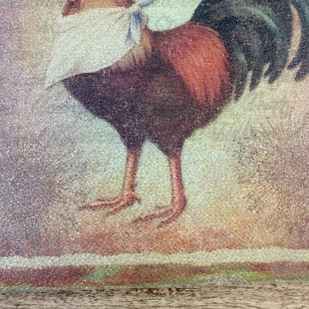 VTG Decorative Tempered Glass Cutting Board With Bon Appétit Rooster 11 1/2